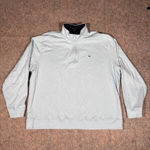 Vineyard Vines Quarter Zip Pullover Mens XXL Light Blue Cotton Whale